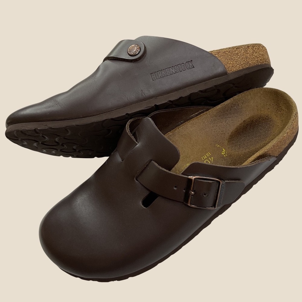 Birkenstock Boston clogs Dark Brown Leather Shoes Mens 7 Womens 9 EU 40